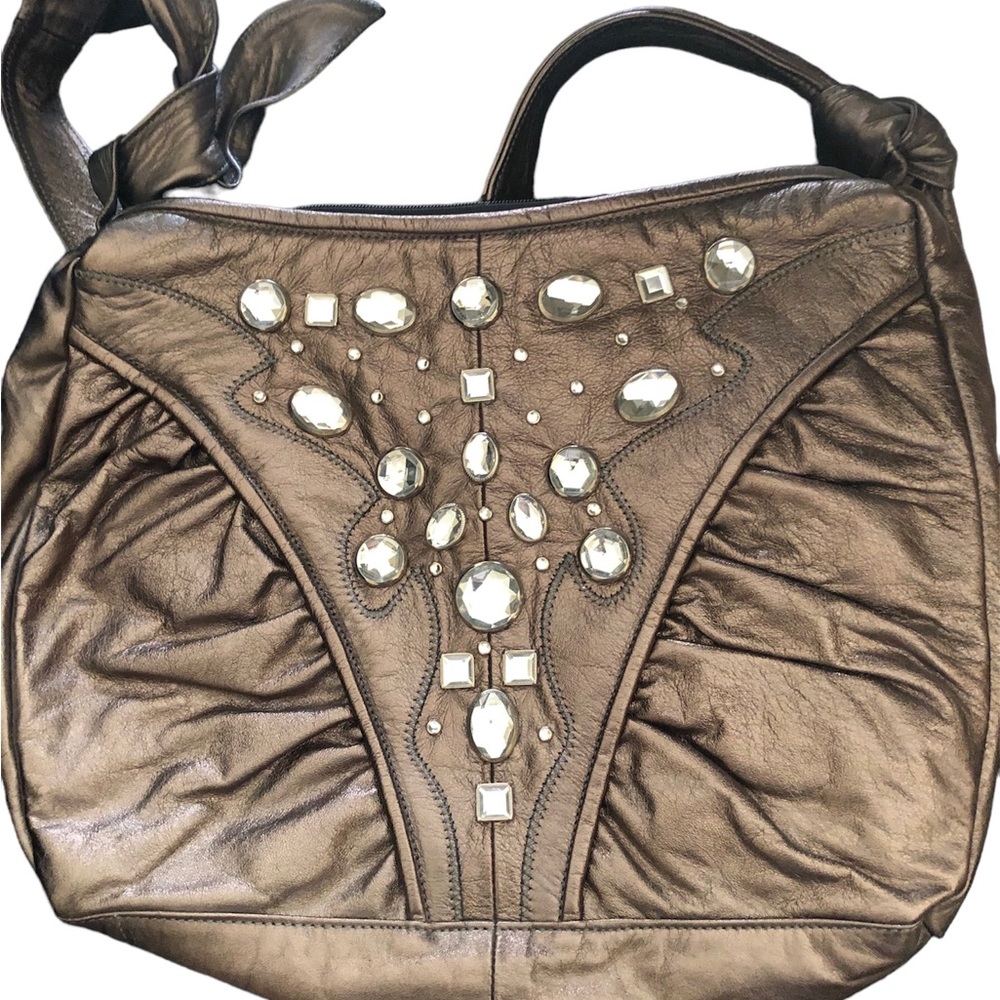 Ohh! Ashley Vintage Purse. Bronze. Diamond Like Studs. Shoulder Bag. Hobo Style.